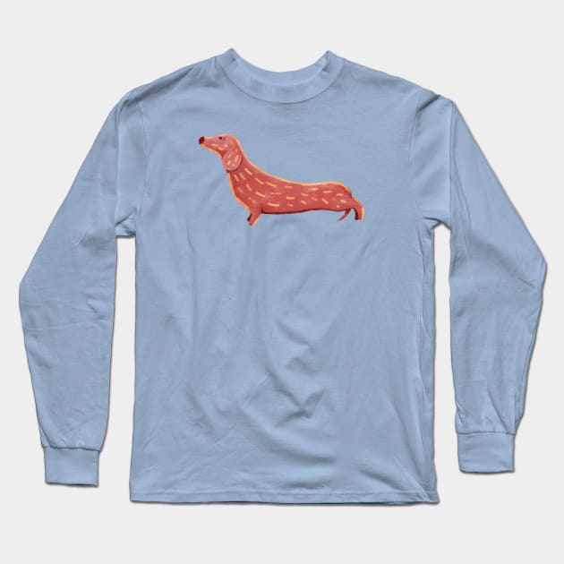 Cute Dachshund Dog Long Sleeve T-Shirt by DrawingEggen